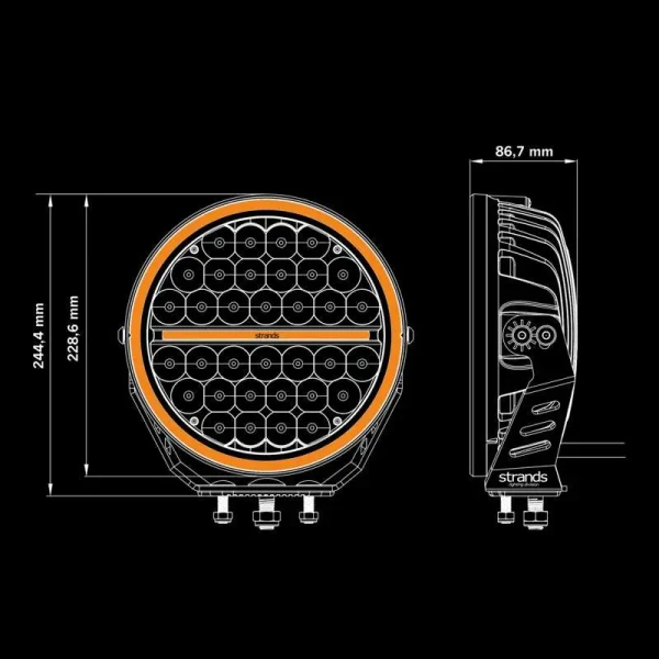 Reflektor dalekosiężny LED SIBERIA Night Ranger 9″ - wymiary lampy
