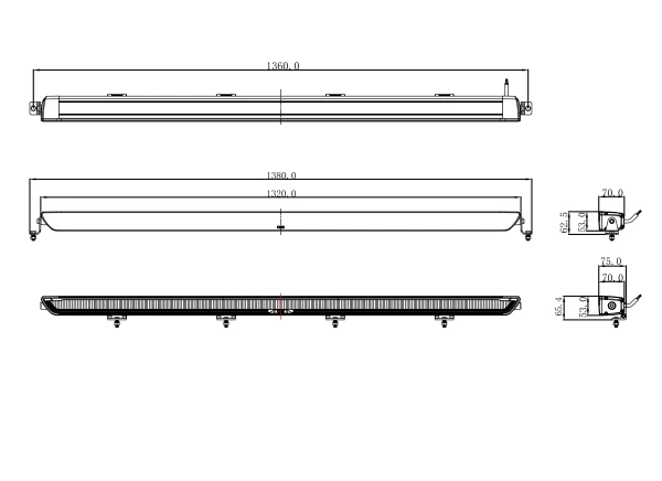 Led bar OZZ XB1 P52″ biały  wymiary