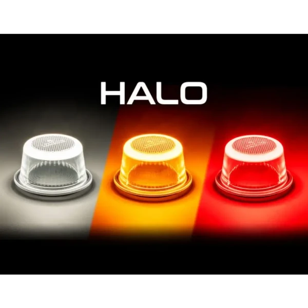 Lampa obrysowa i pozycyjna LED Halo Ø72 mm Ledson, ECE R148, IP67 - dostepna w trzech kolorach bialy pomaranczowy i czerwony