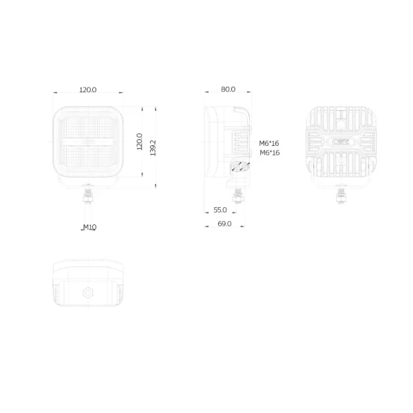 Reflektor pomocniczy LED OZZ SQR 5" do montażu w ciasnych przestrzeniach