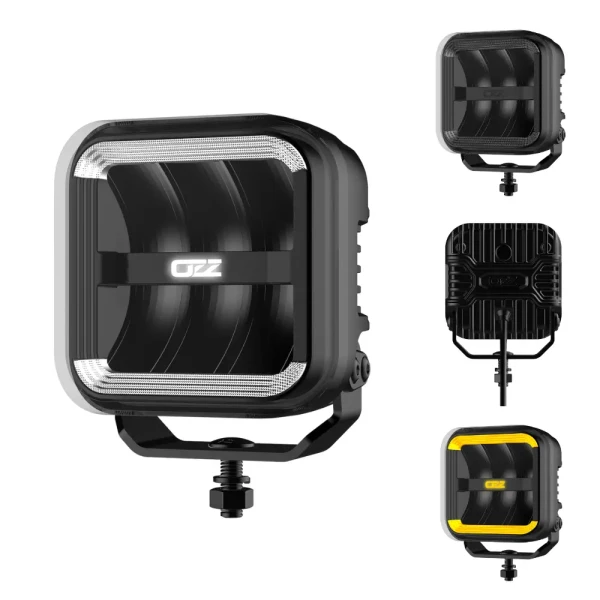 Reflektor dalekosiężny LED OZZ SQR 5 cali z dynamicznym światłem pozycyjnym biały bursztynowy