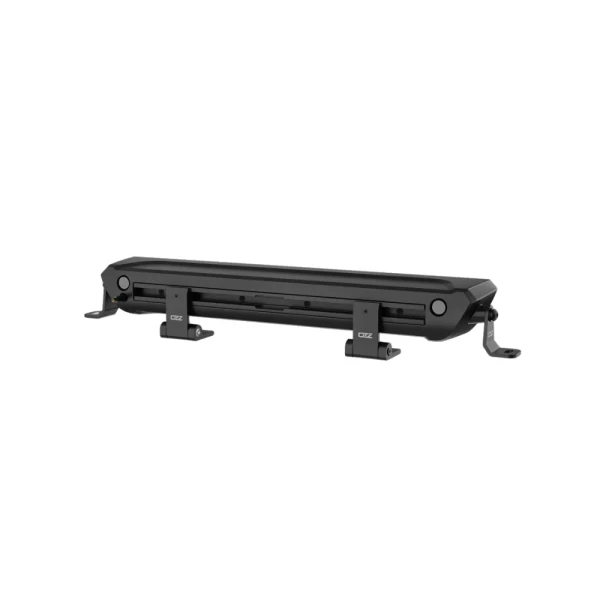 Tył belki LED OZZ HP P20 Black: aluminiowa obudowa z radiatorem i stalowe uchwyty montażowe