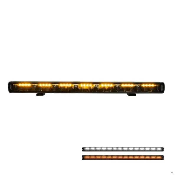 LEDSON Phoenix+ 20" – LED bar z włączonym żółtopomarańczowym światłem pozycyjnym, widok z przodu - pozycja pomaranczowa i biala do wyboru